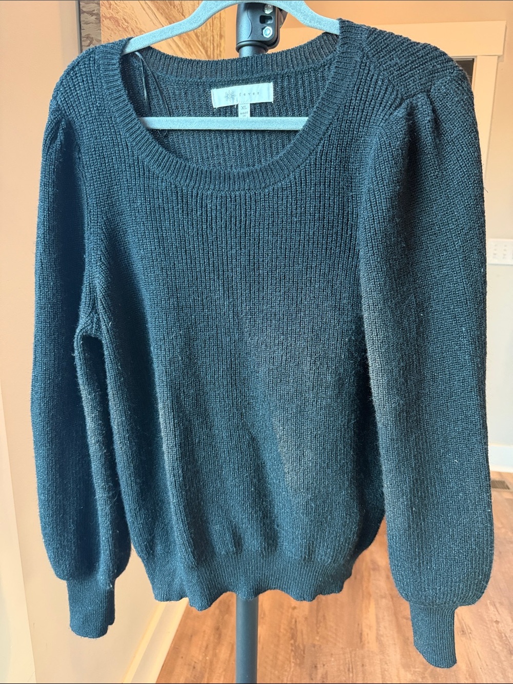 Fever Black Ribbed Scoop-Neck Sweater